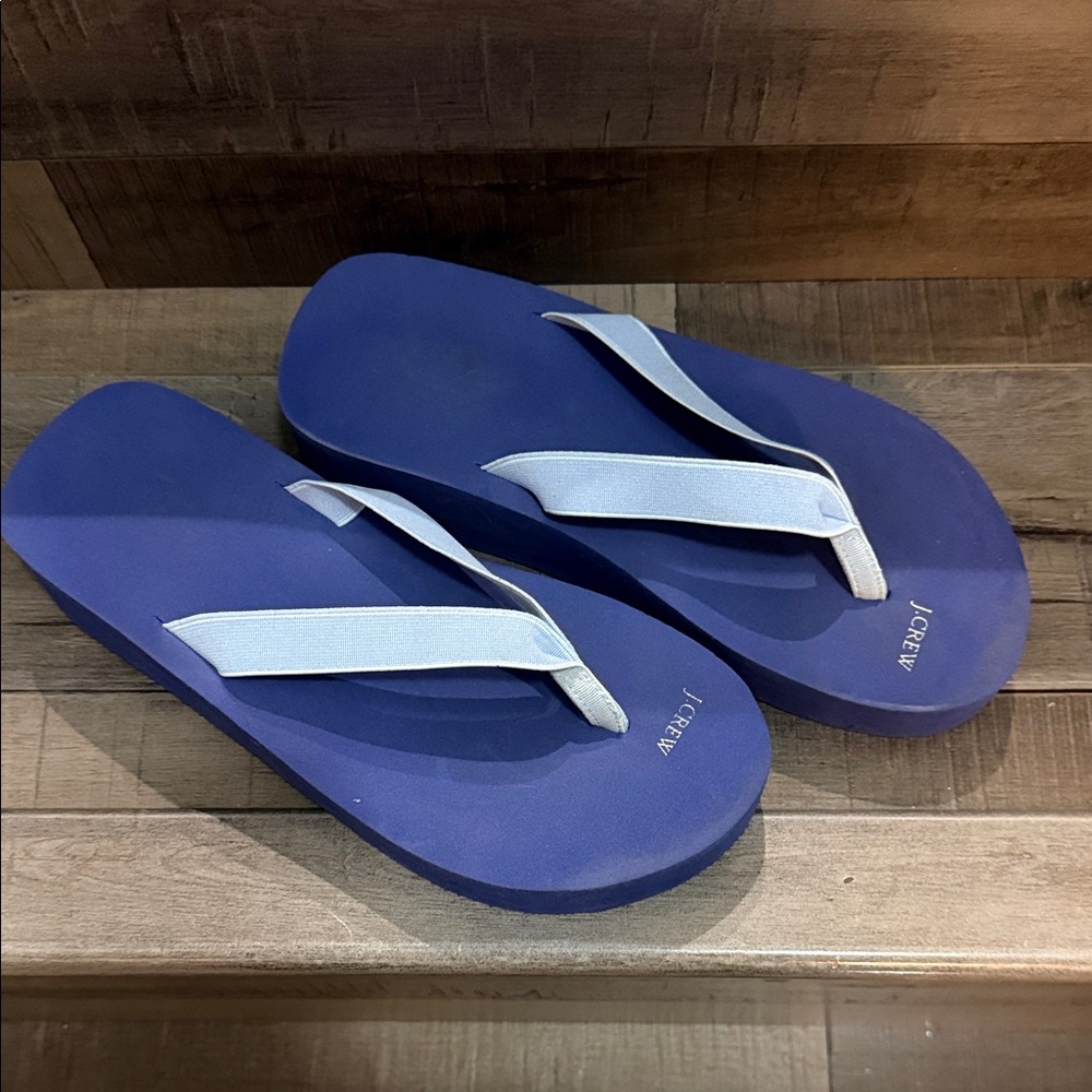 J. Crew Royal Blue Sandals with Light Gray Straps